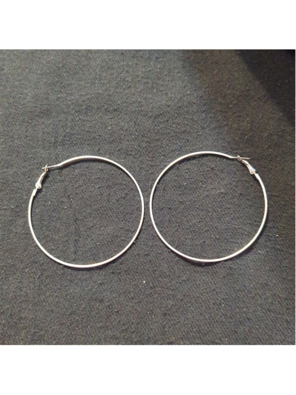 Classic Silver Tone Hoop 3" Statement Earrings